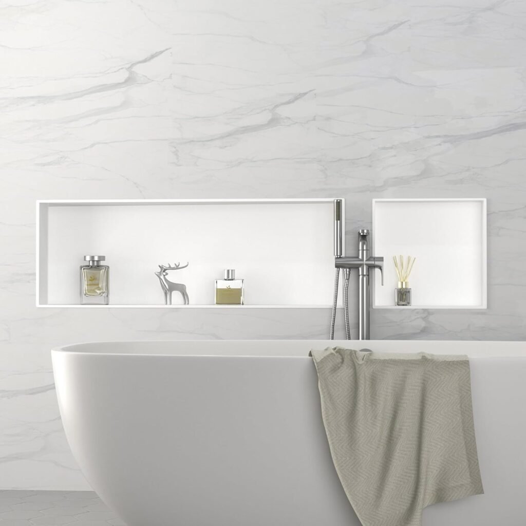 Witte douche nis van RVS 304, wandnis 90 x 30 x 10 cm voor de badkamer