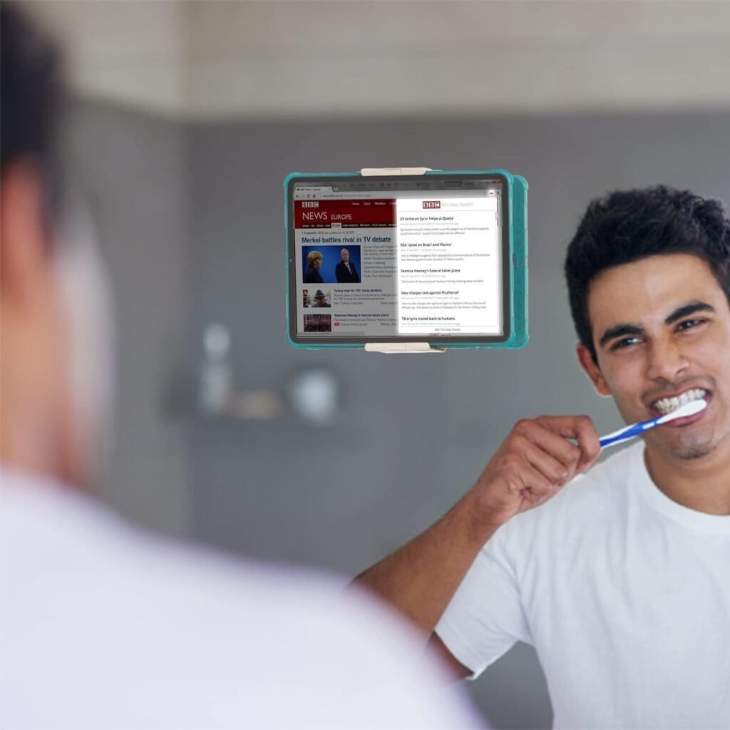 Universele witte tablet muurbeugel met zelfklevende wandhouder voor tablets en smartphones
