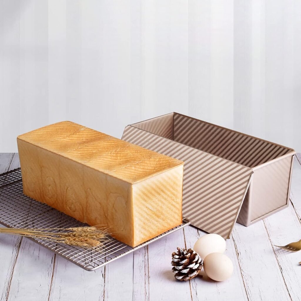 Broodbakvorm met deksel en ventilatiegaten, rechthoekige antiaanbak broodvorm voor toast- en sandwichbrood in de oven