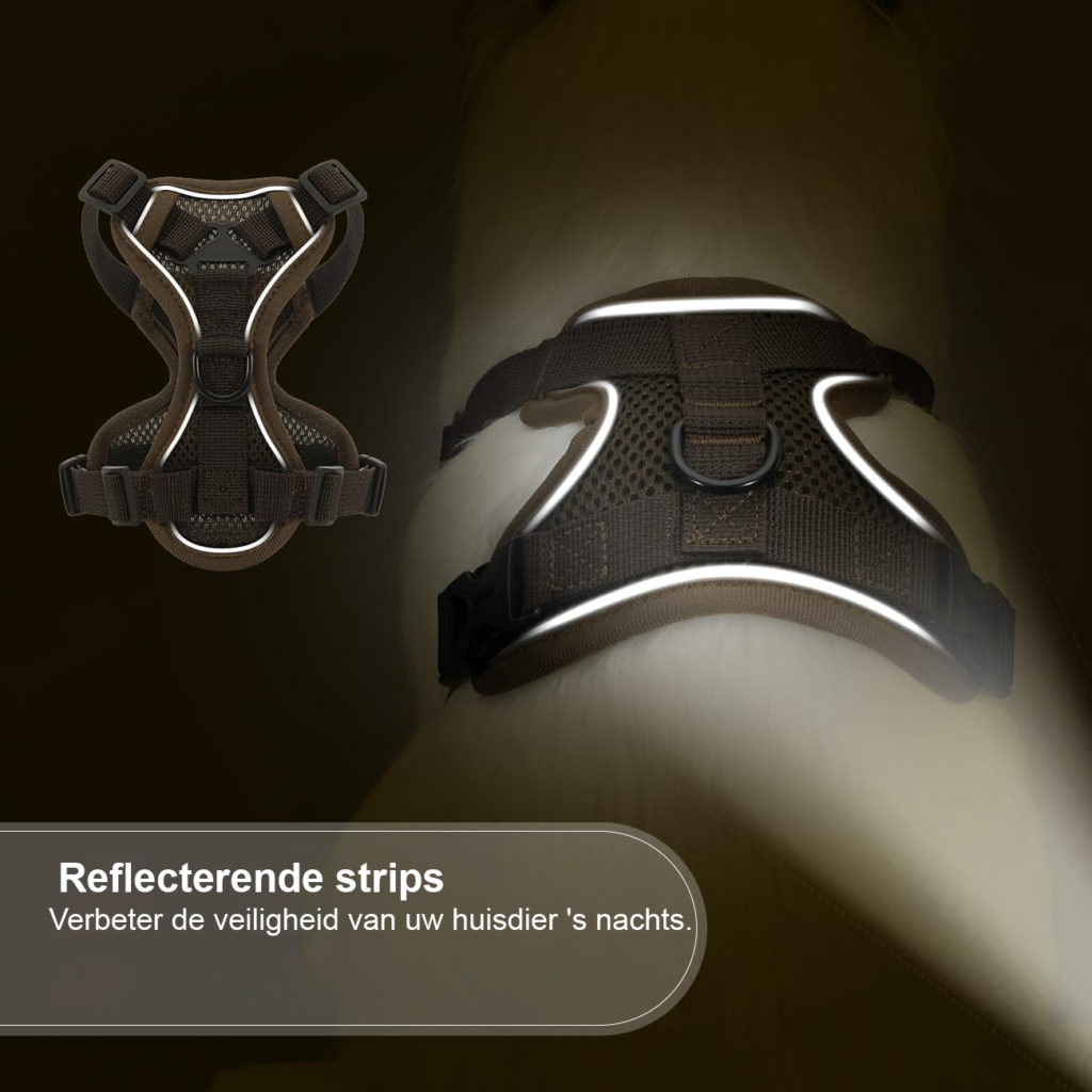 Kattenharnas met riem, verstelbaar ademend mesh vest met reflecterende strip voor katten en kittens, maat M