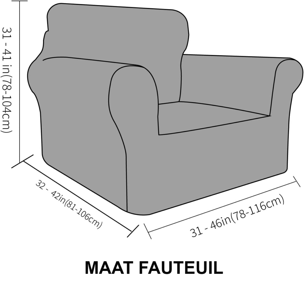 Grijze fluwelen stoelhoes voor 1-zits stoel met anti-slip en rekbare meubelbescherming