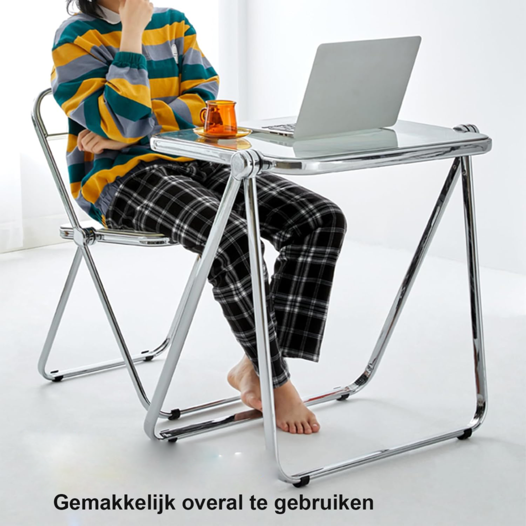 Vouwtafel Acryl - Opvouwbaar Klein Bureau - Transparante Tafel voor Thuis en Kantoor - Zonder Montage