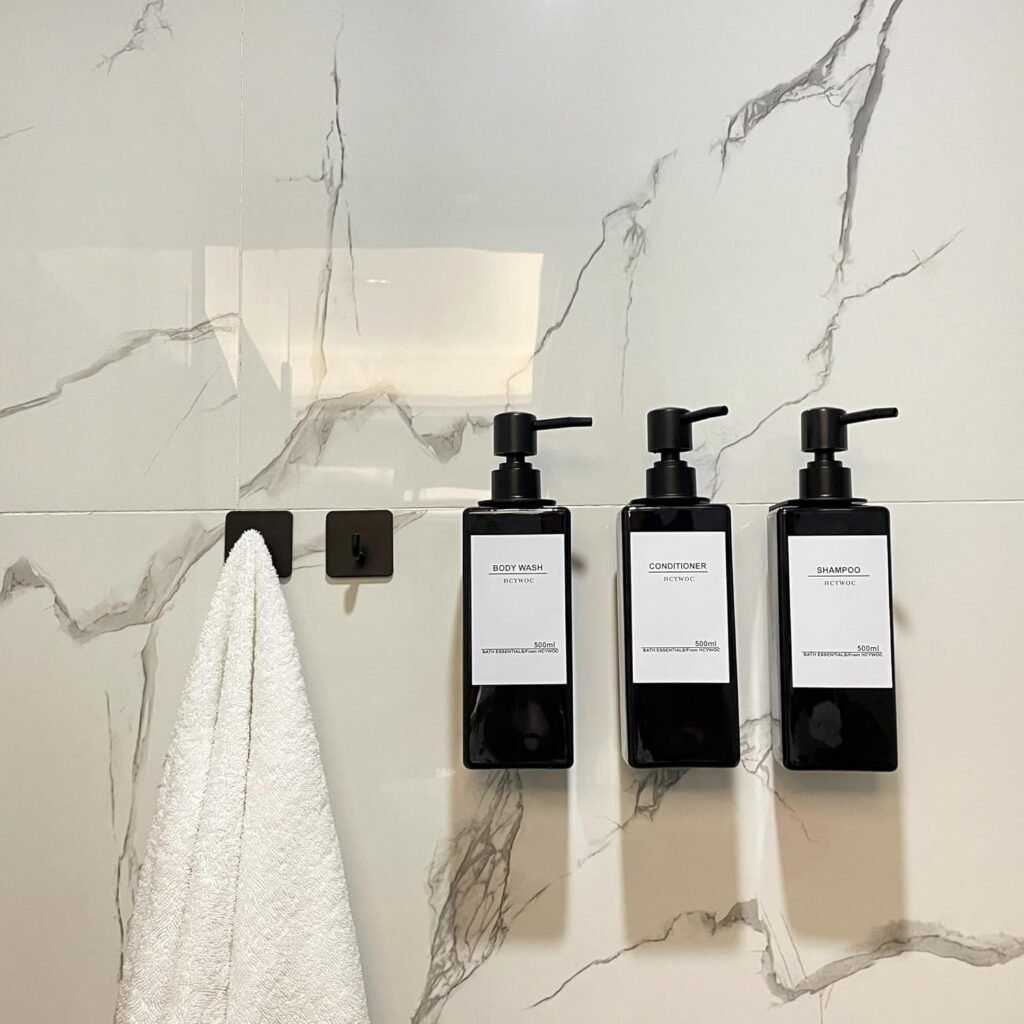Shampoo dispenser met 3 compartimenten voor wandmontage zonder boren, voor shampoo en conditioner
