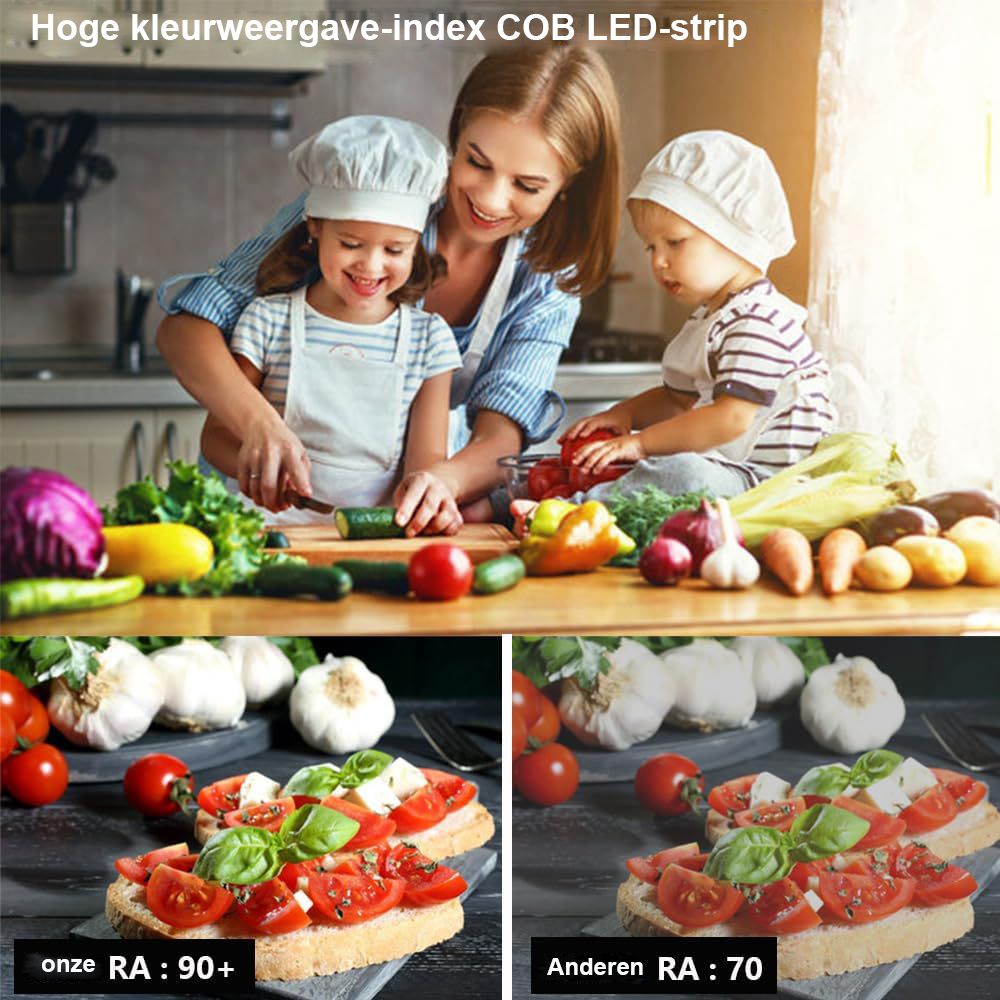 COB LED strip 5 meter warm wit 3000K, zelfklevend en flexibel, 5 mm breed voor binnenverlichting
