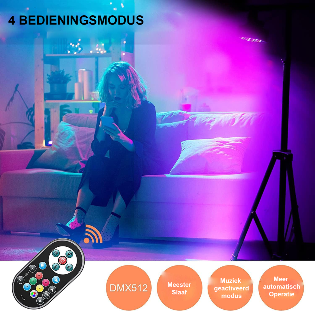 Set van 10 LED spotlights met RGB verlichting, 36 LEDs en afstandsbediening voor DJ, feest, show en evenementen