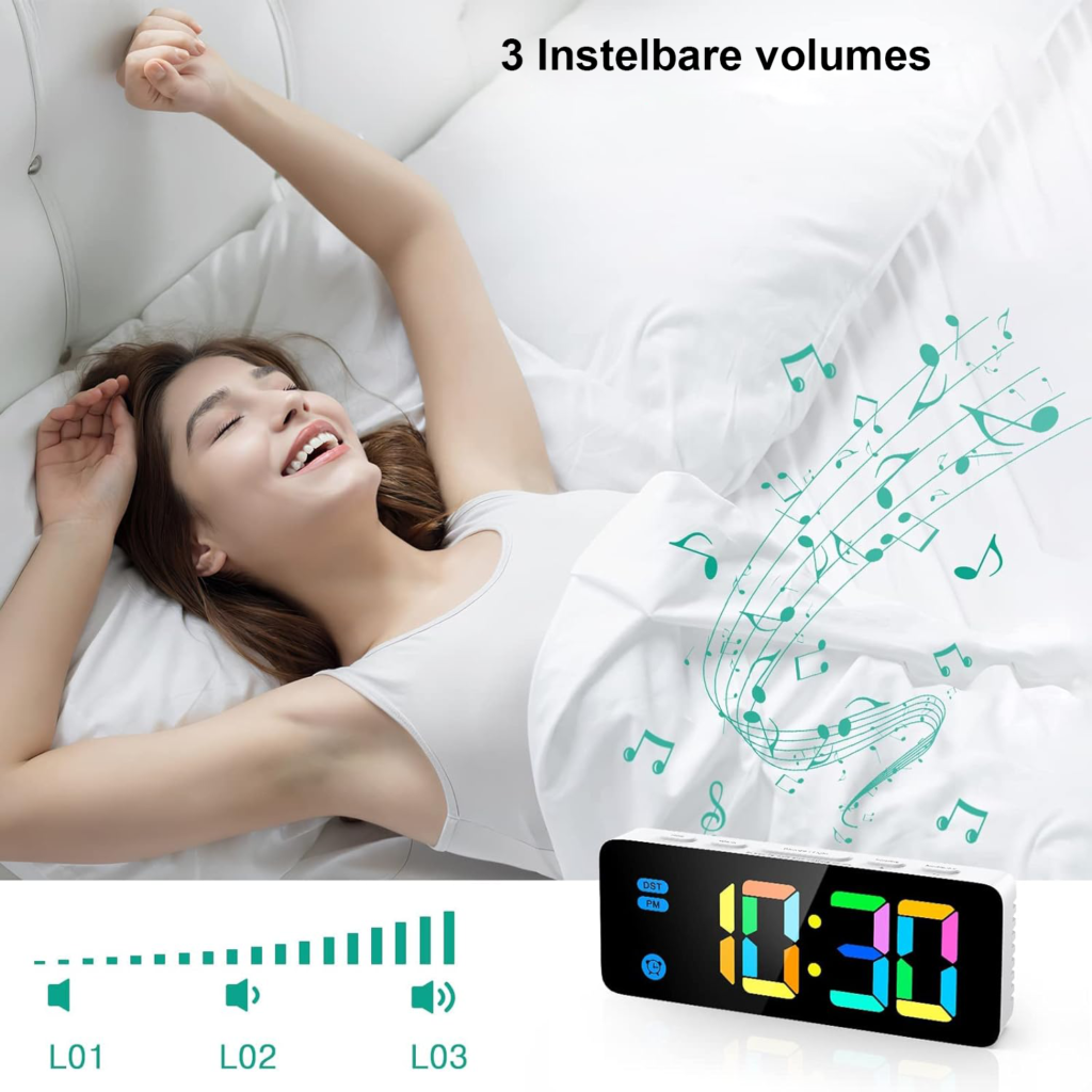 Nachtkastje klok met LED-scherm, instelbare helderheid, snooze-functie en USB-oplaadpoort, geschikt als kinderwekker