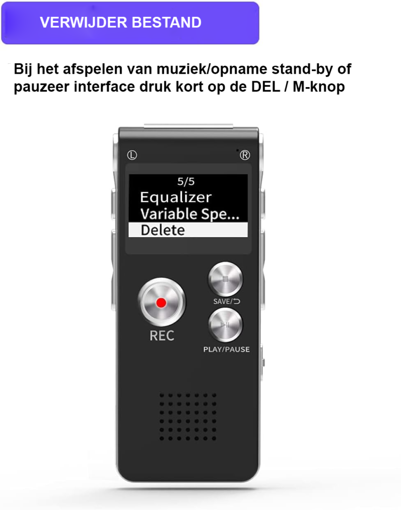 Digitale dictafoon voor interviews en notities, oplaadbare audiorecorder met hoge geluidskwaliteit