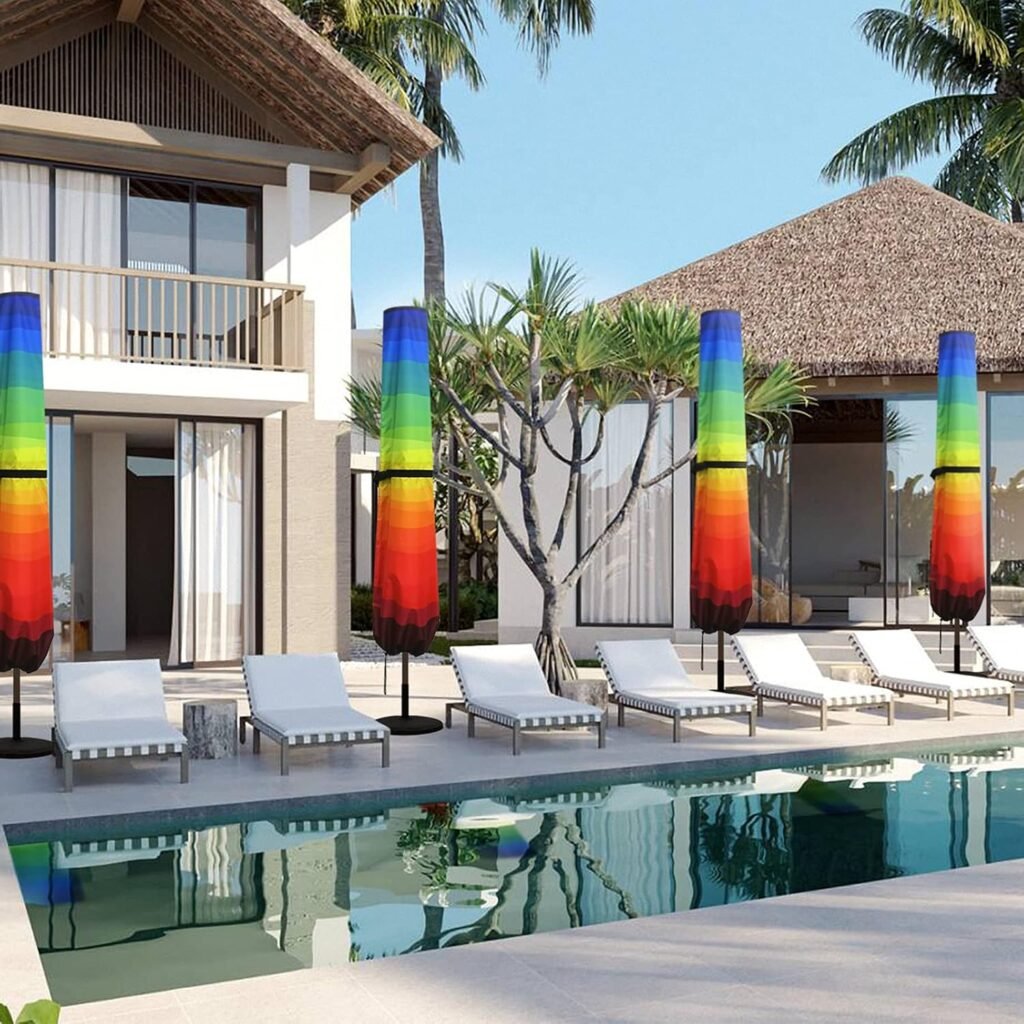 Parasolhoes 420D met telescopische stok - waterdichte beschermhoes voor parasols van 2,4 tot 3,4 meter
