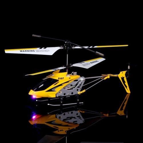 Mini RC helikopter met afstandsbediening, gele 3-kanaals indoor speelgoedhelikopter met gyroscoopstabilisatie en LED-verlichting