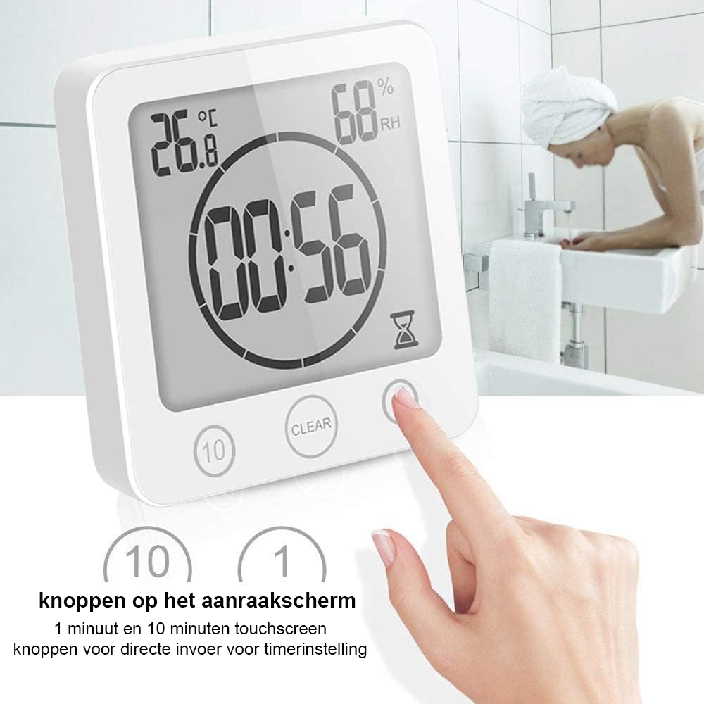 Waterdichte douche timer met hygrometer en thermometer in de badkamer
