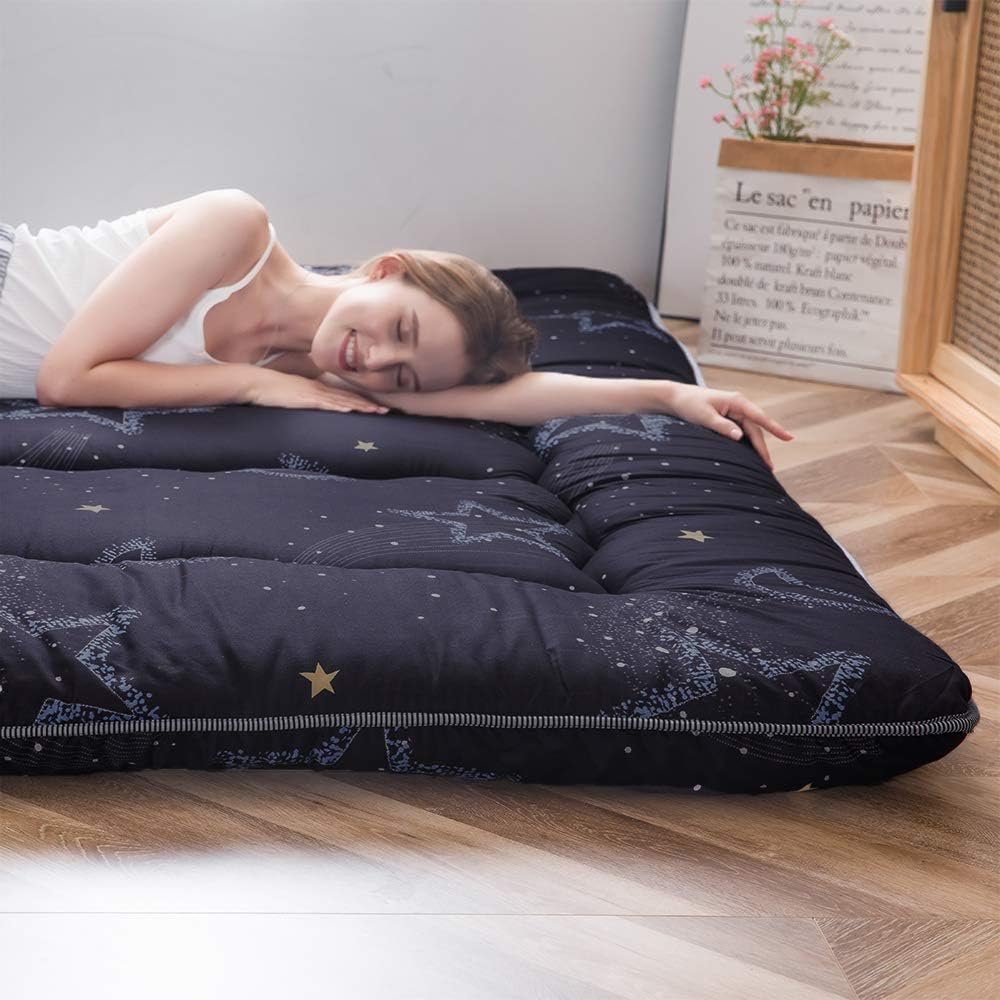 Futonmatras 150 x 200 cm Opvouwbaar en oprolbaar Maan- en sterdesign