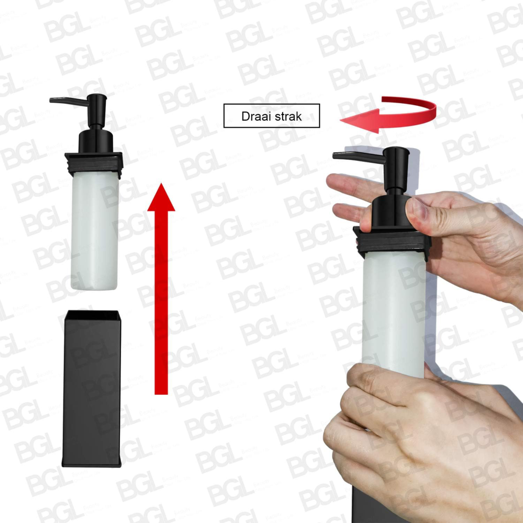 Wandgemonteerde Zeepdispenser Mat Zwart - 304 RVS Handzeepdispenser - 180 ml Navulbaar - Voor Keuken en Badkamer