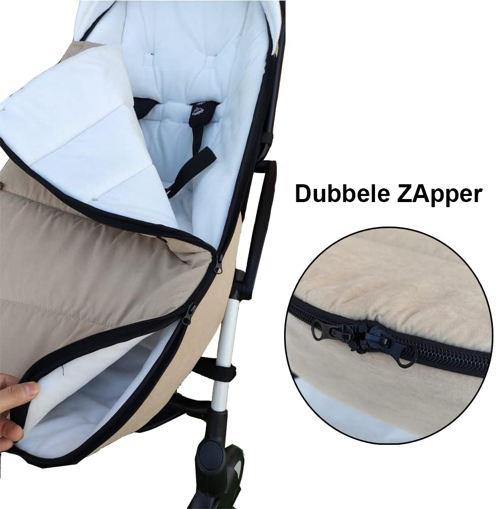 Universele beige voetenzak voor kinderwagen, winterslaapzak voor kinderwagens