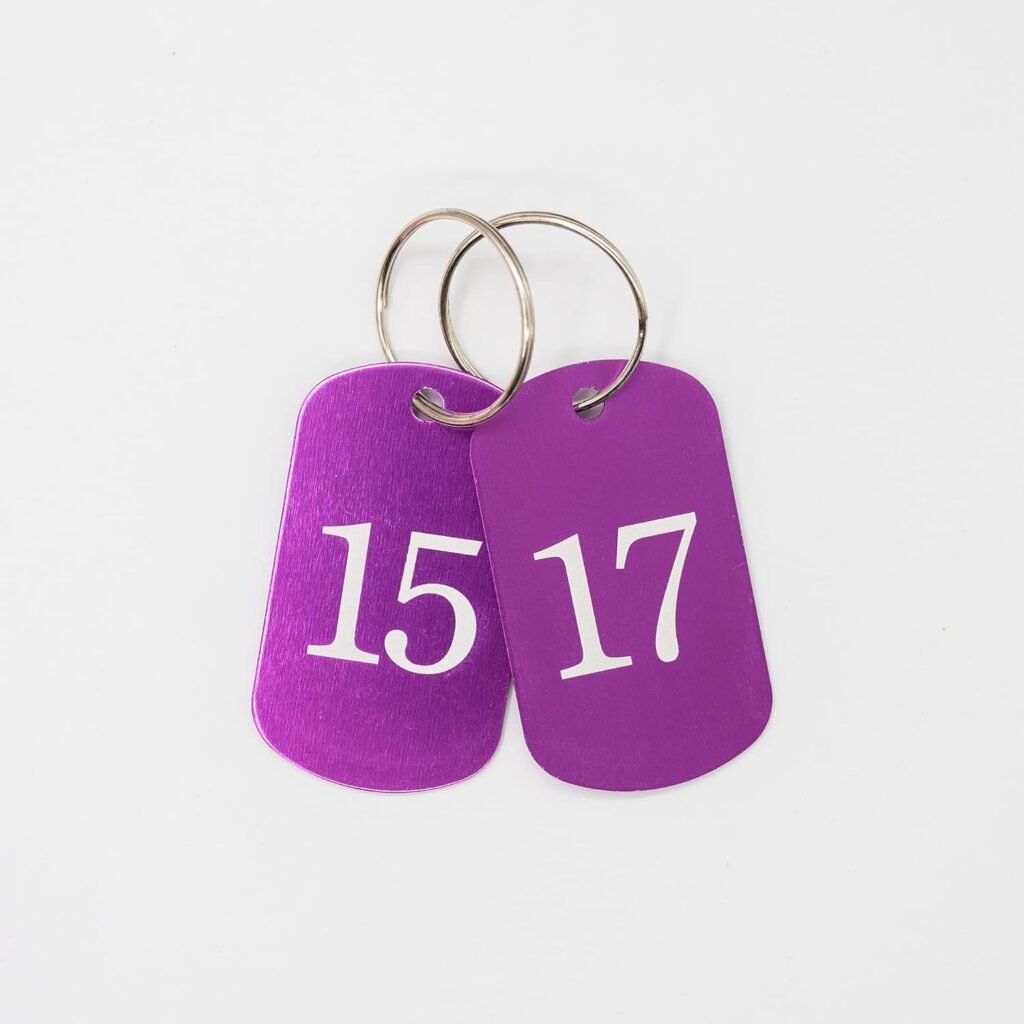 Aluminium nummerlabels met sleutelhangers voor sleutelorganisatie, set van 25, zilverkleurig