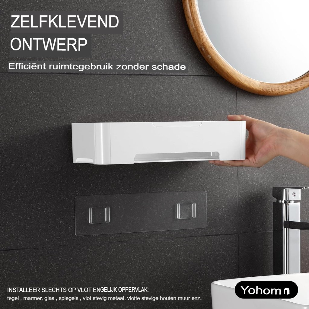 Zelfklevende shampoohouder en doucheplank voor badkamer zonder boren