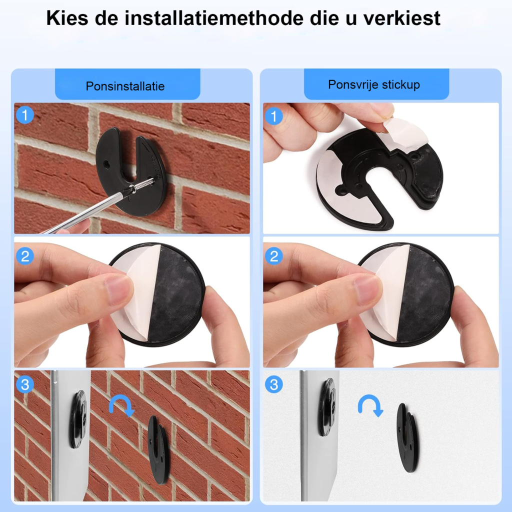 Zwarte wandhouder voor tablet en telefoon, 2 stuks, draaibaar en verstelbaar
