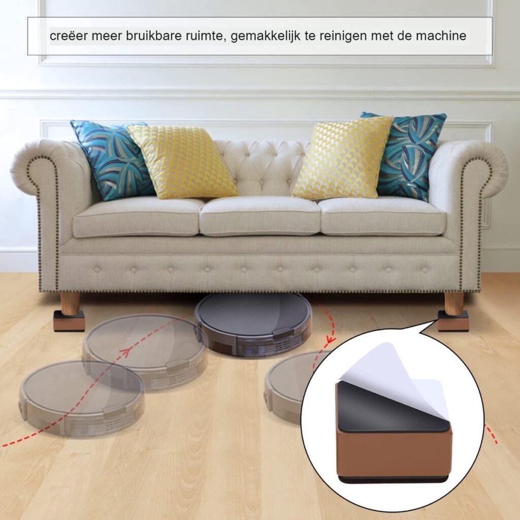 Zelfklevende bedverhogers van koolstofstaal, set van 4, voor extra opbergruimte onder het bed