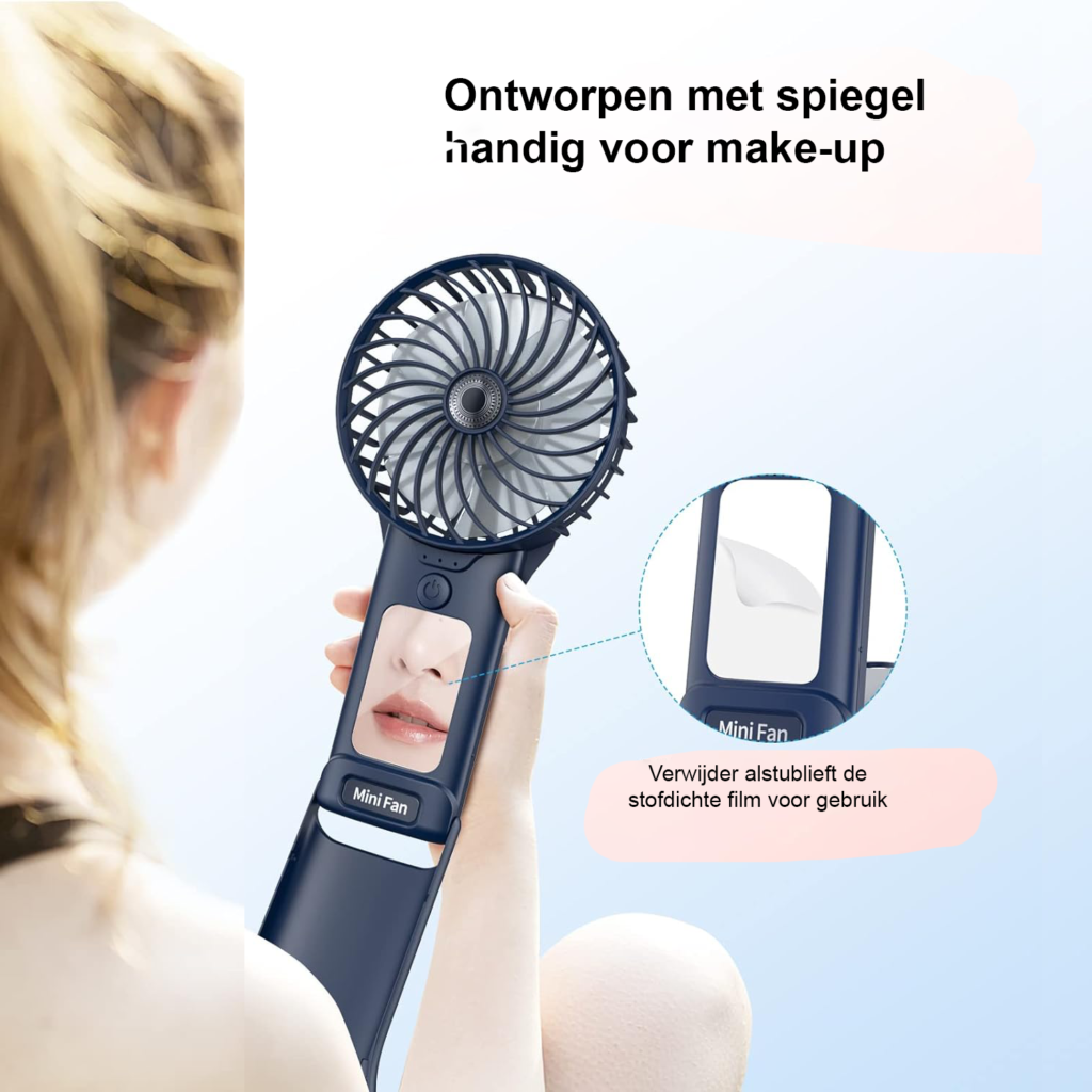 Handventilator oplaadbaar met instelbare snelheden en USB-aansluiting