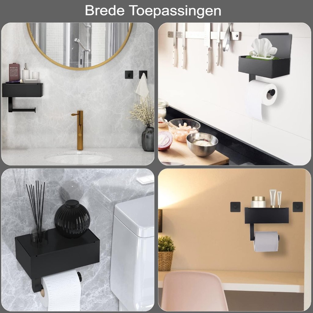 Toiletpapierhouder RVS zelfklevend voor badkamer wandmontage