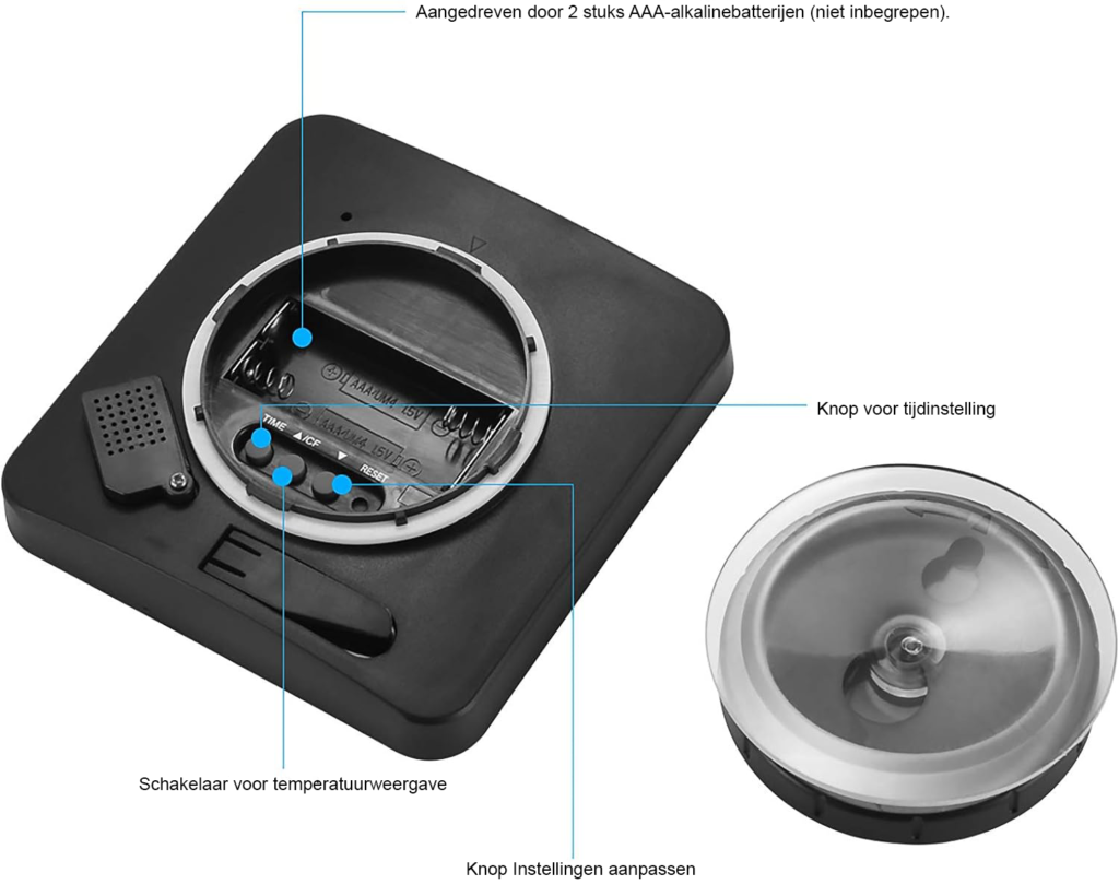 Waterdichte douchetimer met temperatuur- en luchtvochtigheidsweergave voor de badkamer met countdownfunctie