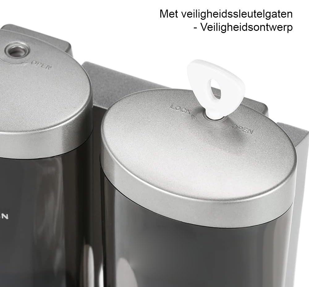 Wandgemonteerde zwarte handzeepdispenser voor vloeibare zeep