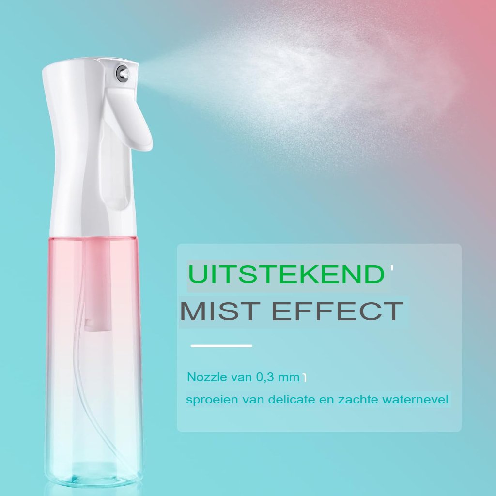 Multifunctionele haarsprayfles 300 ml met fijne mist en 360 graden rotatie, transparant voor haarverzorging en plantenbeneveling