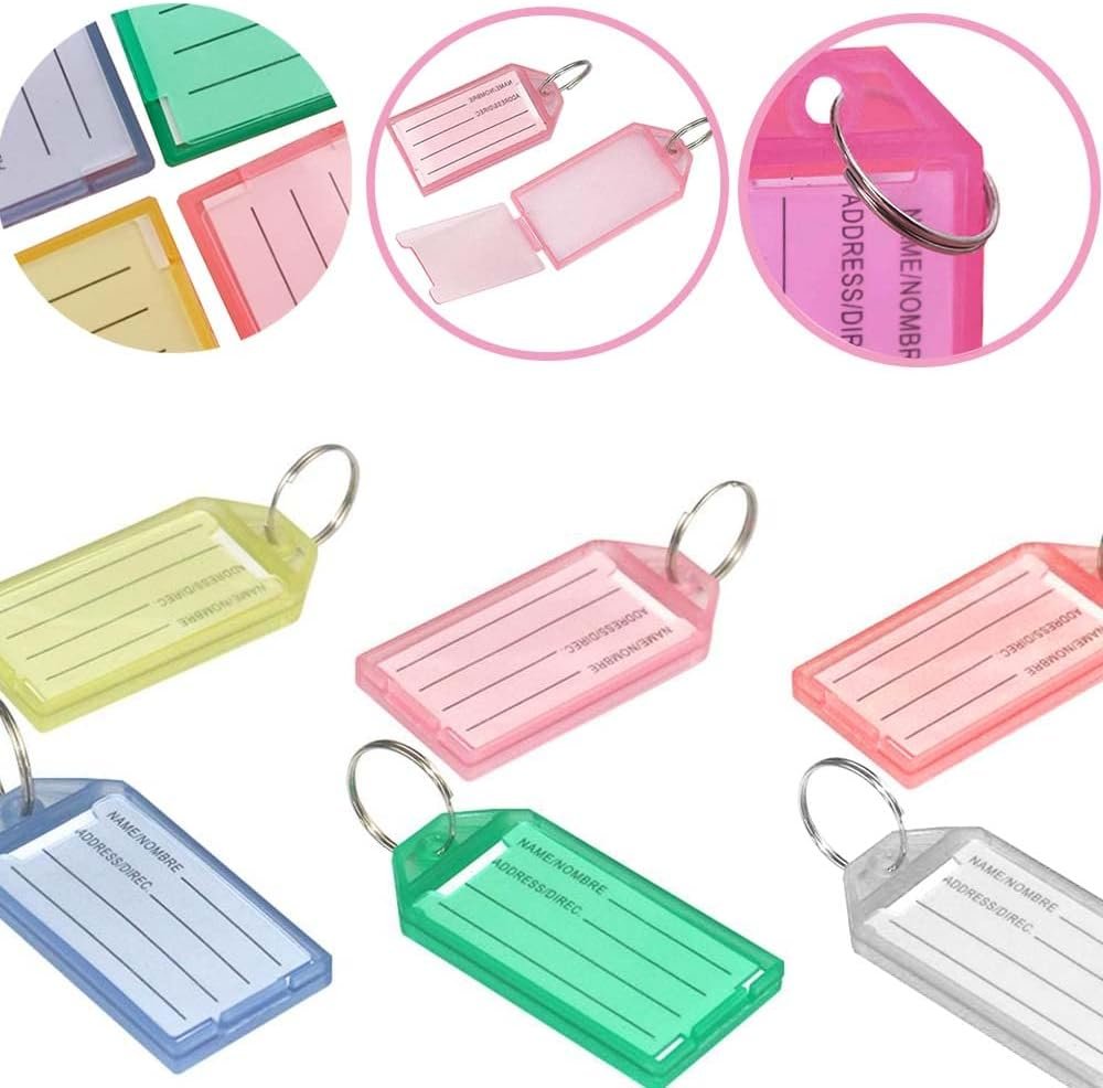 Sleutelhangers met Labels - Schrijfbare Sleutellabels voor Organisatie - Sleutelbos Accessoires - Set van 60 Stuks