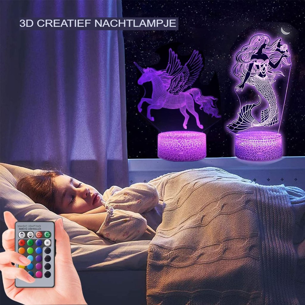 Zeemeermin nachtlampje met afstandsbediening en LED-verlichting