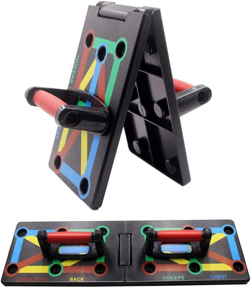 Kleurgecodeerd push-up board met antislip handgrepen voor spiergerichte training