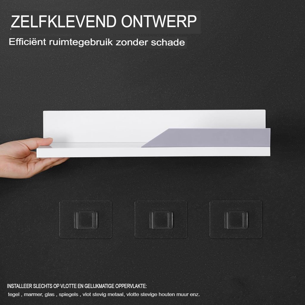 Zelfklevende RVS badkamer wandplank, 30 x 15 cm, zilverkleurige douche organizer voor toiletartikelen