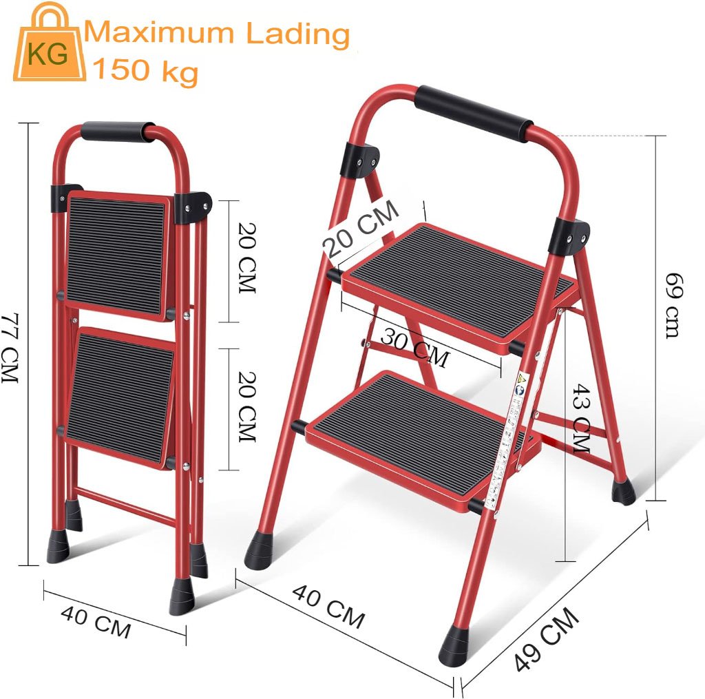 2-treeds trapladder met antislip treden voor huishoudelijk gebruik