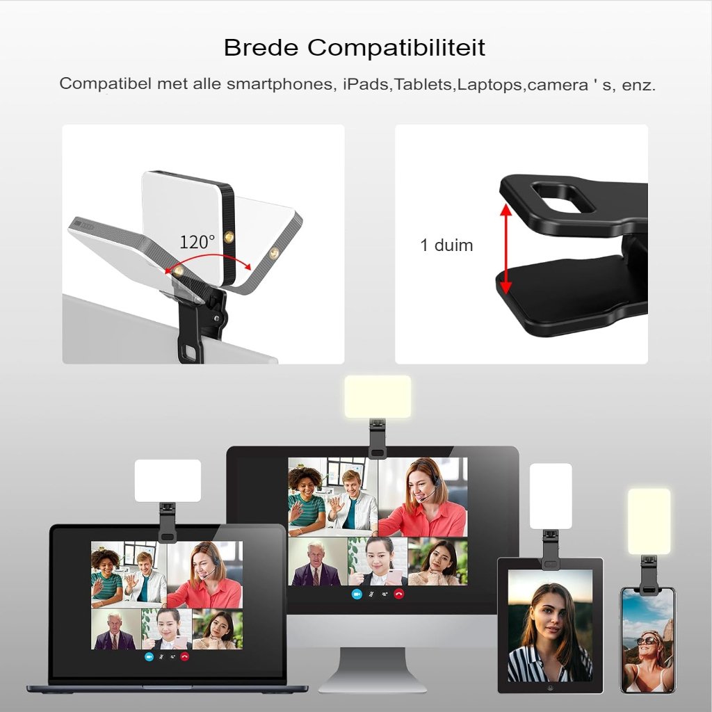 USB selfielicht met instelbare verlichting voor foto's en videoconferenties