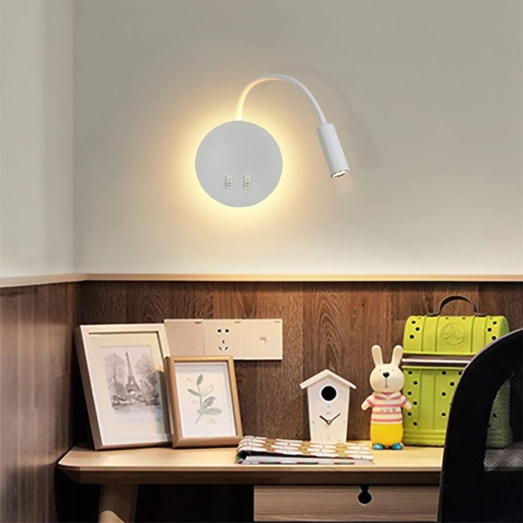 Flexibel bedlampje met zwanenhals en schakelaar