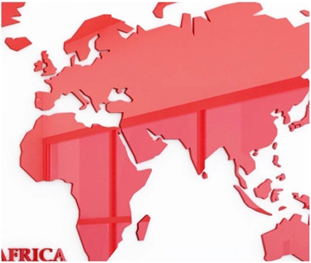 Wereldkaart muurdecoratie 180 x 100 cm voor woonkamer, slaapkamer en kantoor