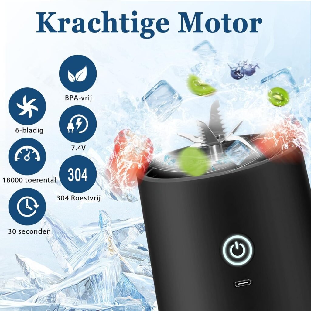 Draagbare smoothie blender oplaadbaar met ijsblokjesvorm voor onderweg
