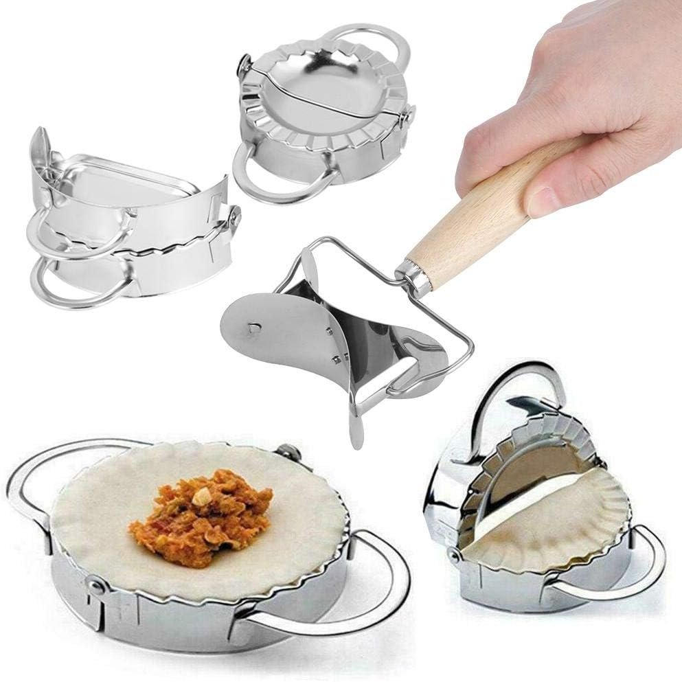 Dumpling maker set van RVS met houten deegroller voor zelfgemaakte dumplings