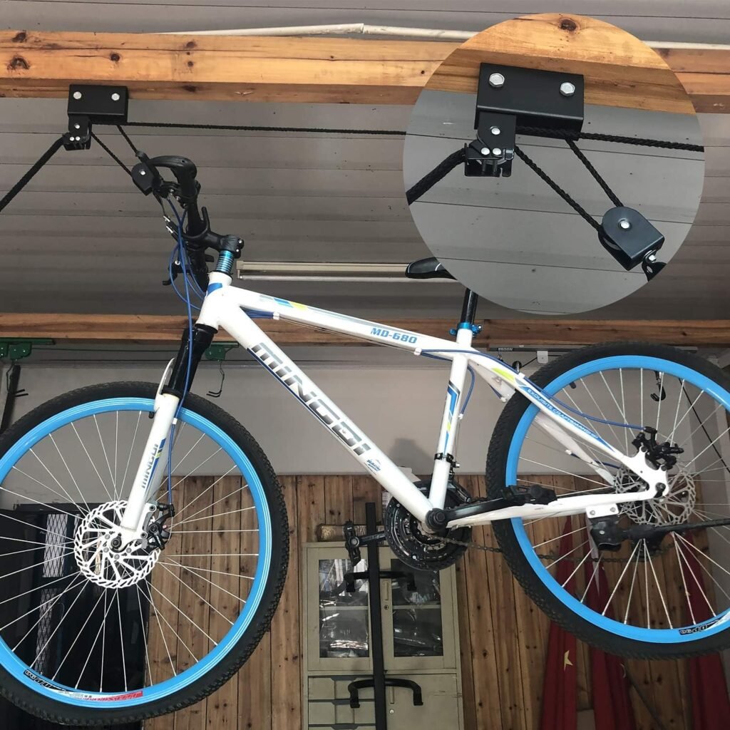 Fietslift voor ruimtebesparende fietsopslag met universeel fietsophangsysteem en draagvermogen van 20 kg