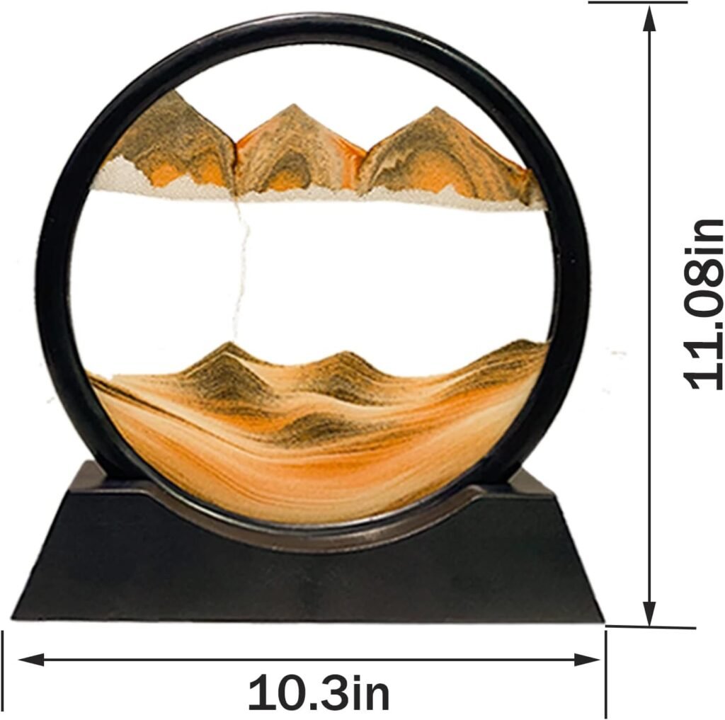 Dynamische zandloper met bewegende zandkunst en decoratieve zandpatronen