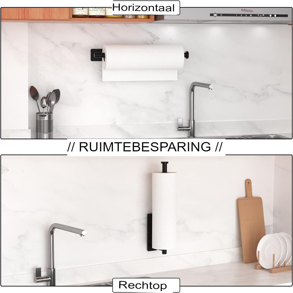 Wandmontage keukenrolhouder met zelfklevende bevestiging voor keukenrollen