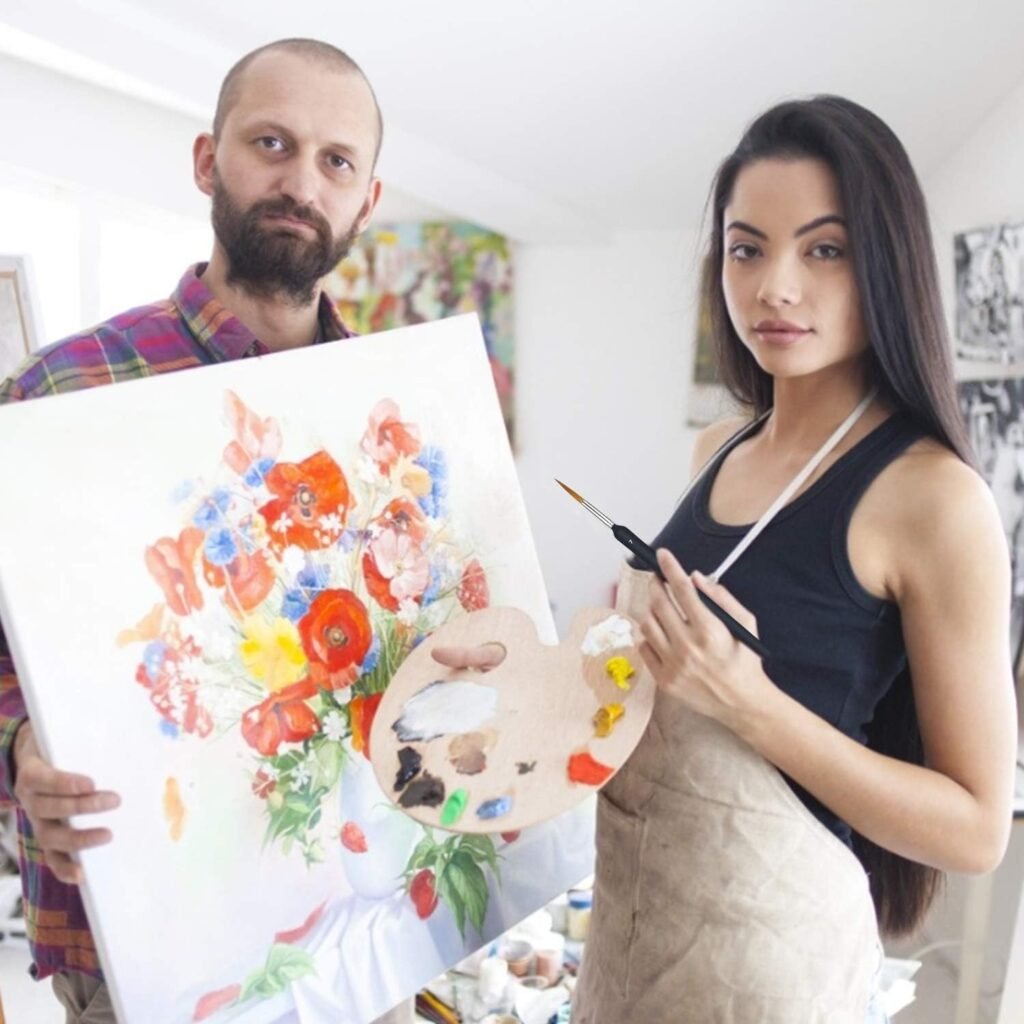 Schilderpenselen set voor acrylverf met nylon haren, 10-delig voor volwassenen en kinderen