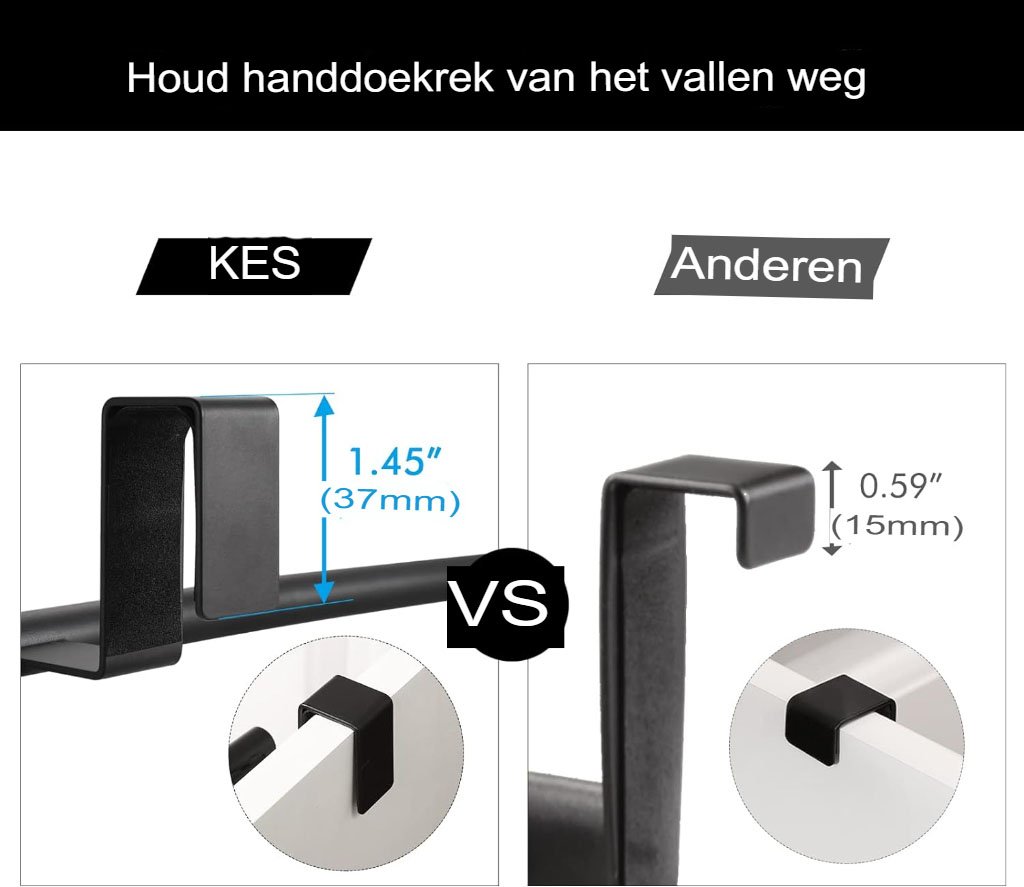 Theedoekhouder voor keukenkastdeur zwart – ruimtebesparende keukenhanddoekhouder