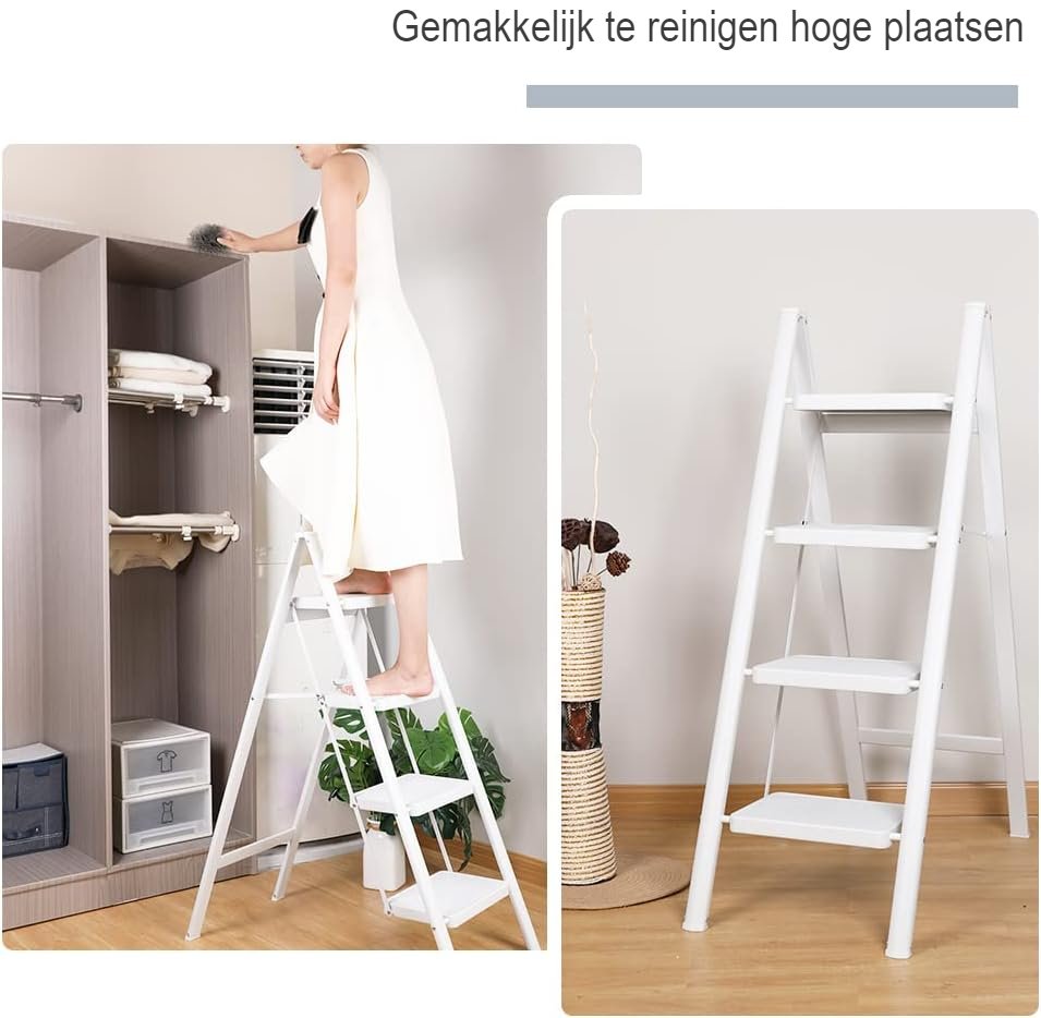 Inklapbare huishoudtrap met twee treden, lichtgewicht draagbare opstaptrap voor klussen in huis