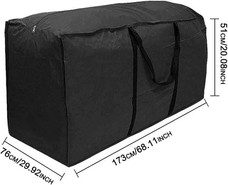 Waterdichte opbergtas tuinmeubelen zwart 173x76x51 cm beschermhoes kussens buiten