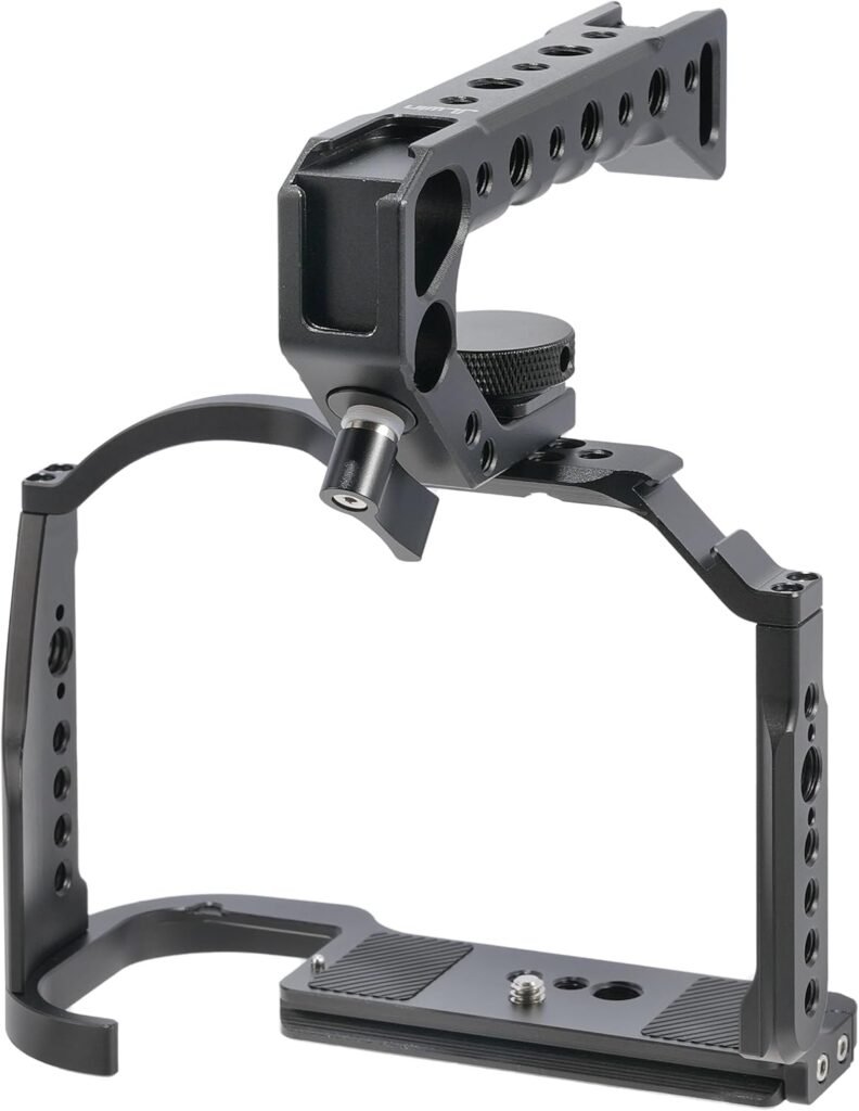 Camera cage met top handgreep voor camera, aluminium rig met NATO rail en cold shoe