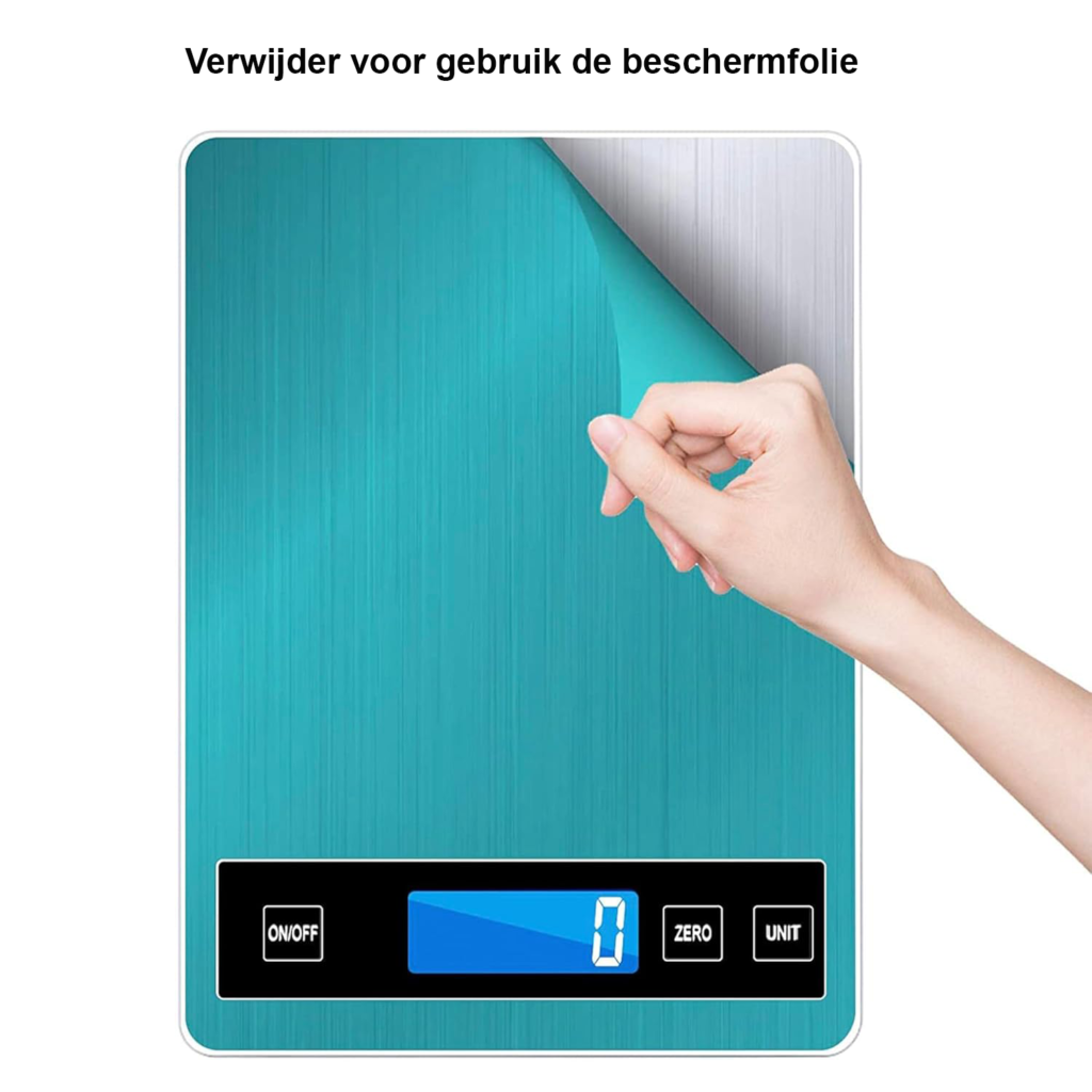 Digitale keukenweegschaal 15 kg met LCD-display, RVS, gehard glas en nauwkeurigheid tot 1 gram