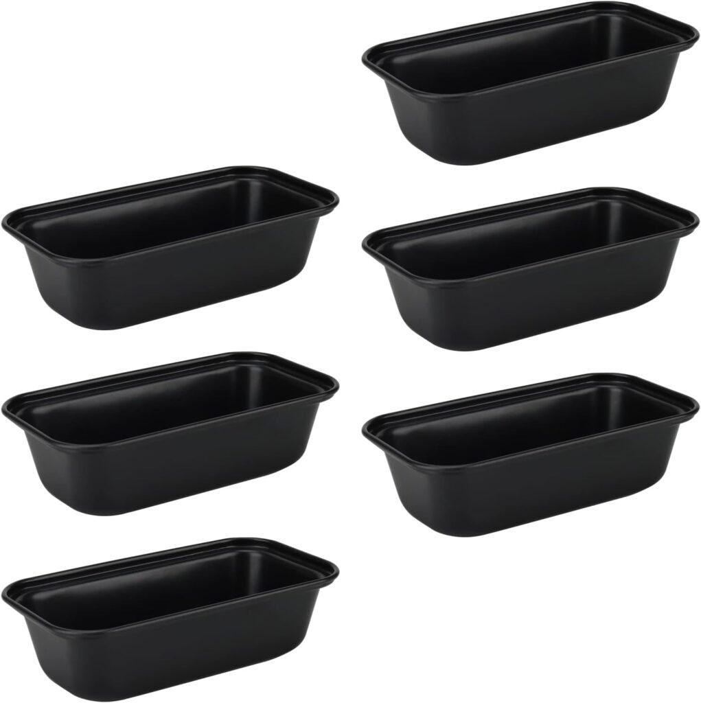 Mini broodbakvormen set van 6, zwarte antiaanbak bakvormen voor oven, 15,5 x 8,5 cm