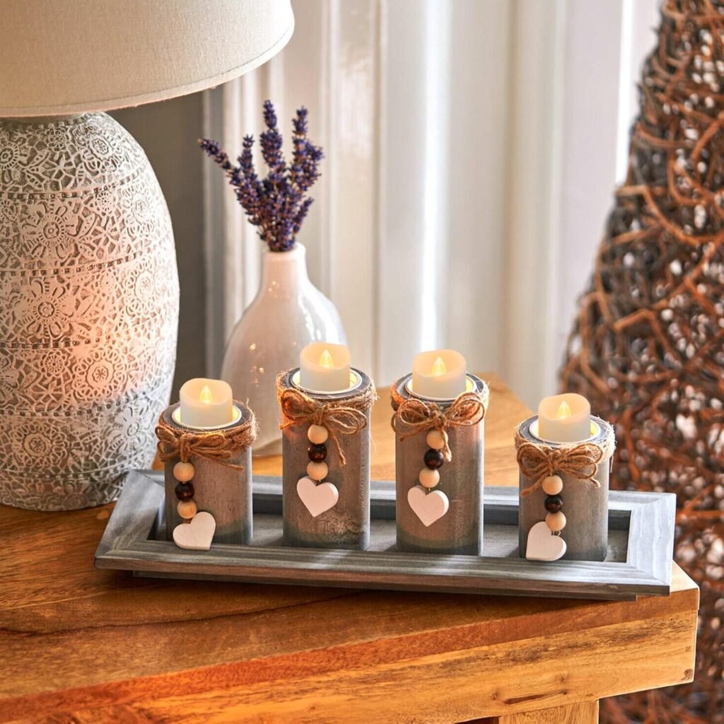 Set van 24 LED waxinelichtjes met timer, warm wit flikkerend licht en vlamloos design