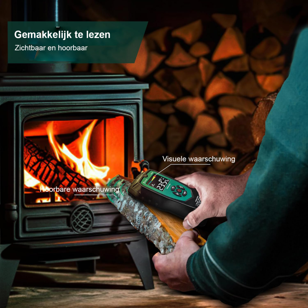 Vochtmeter voor hout met LCD-display en 4 meetmodi voor vochtmeting in hout en bouwmaterialen