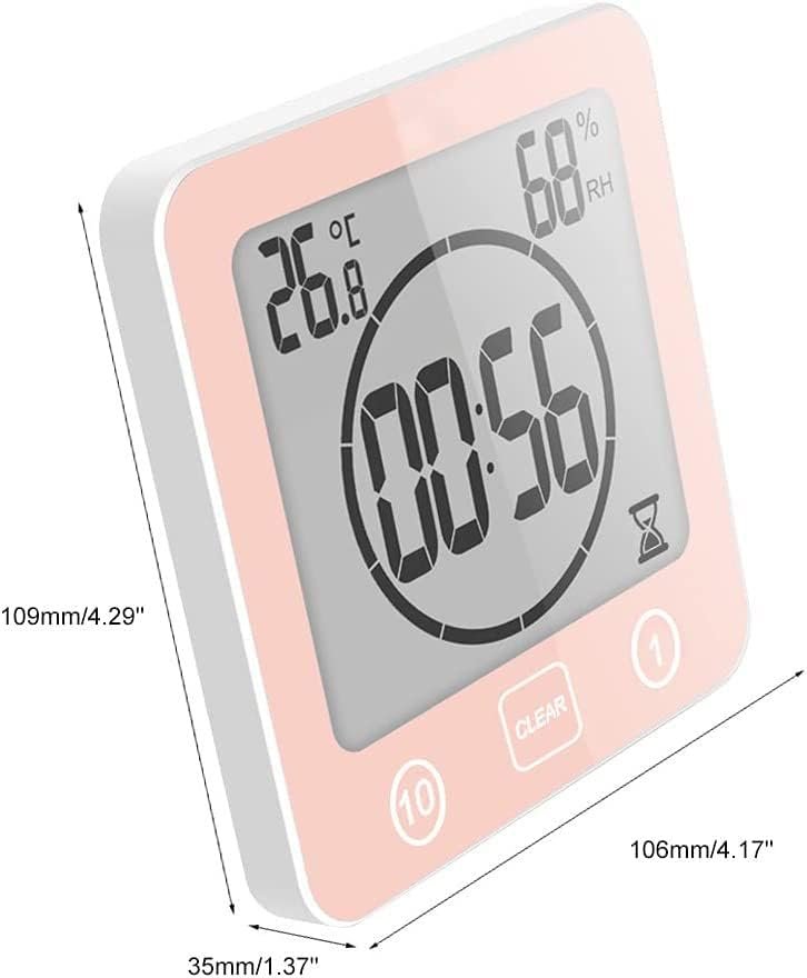 Waterdichte douchetimer met thermometer en hygrometer voor de badkamer, met countdownfunctie en display