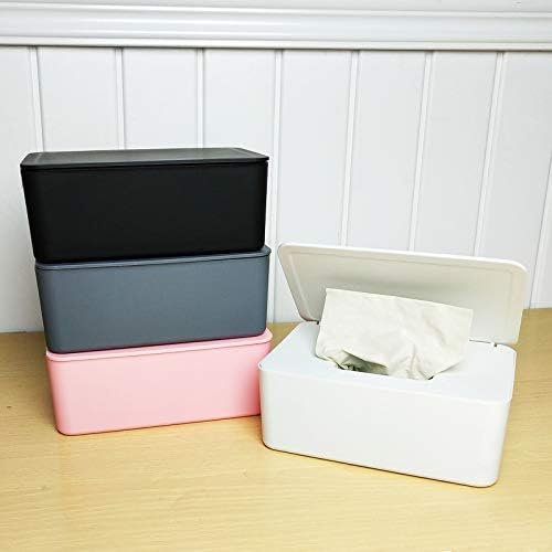 Wet wipes dispenser met deksel voor natte en droge doekjes, zwarte stofvrije opbergdoos voor thuisgebruik